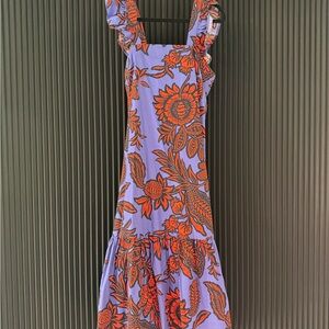 Anthropologie Floral Print Purple and Orange Dress